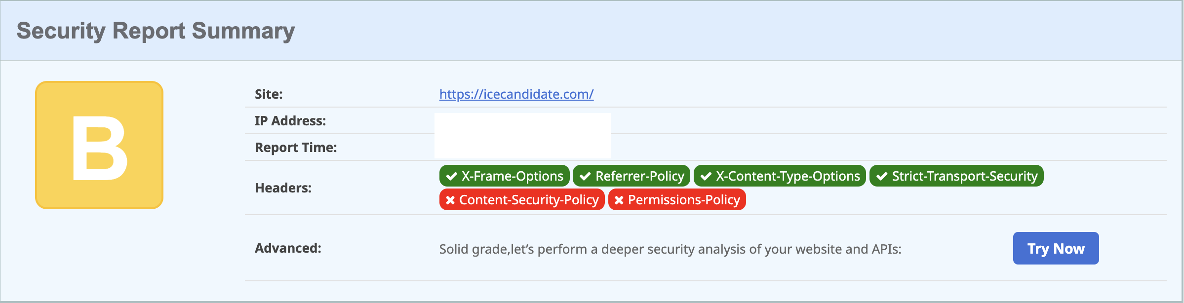 Security Headers Scan B